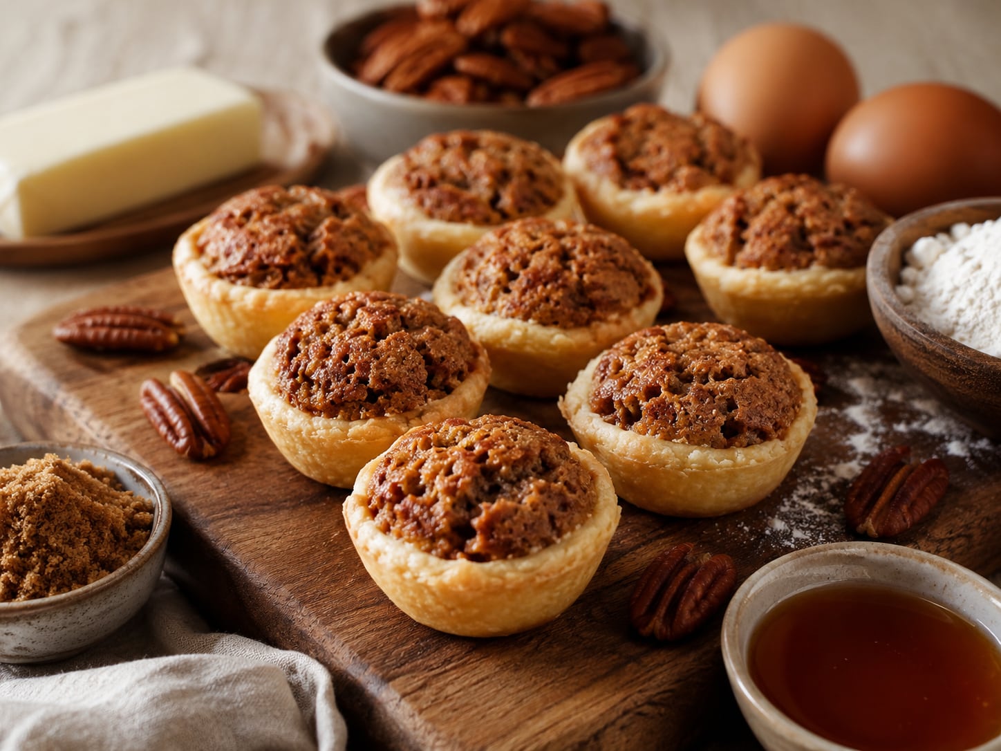 Small golden pecan pastries