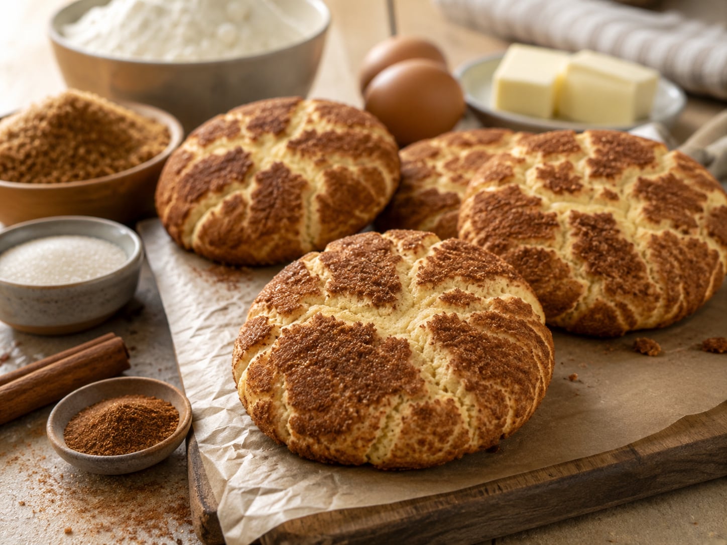 Cinnamon-sugar cookies with crackled tops